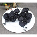 Artificial Orchid Stems Set Of 3,18” Black Dancing Orchid,Uv Resistant No Fade Phalaenopsis,Silk Plants Real Touch Orchid For Christmas Flower Arrangements Wreaths
