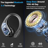 Wireless Earbud, 75Hrs Bluetooth 5.4 Headphones Ip7 Waterproof For Sport, Running Wireless Earphones With Enc Noise Cancelling Mics, Deep Bass Over Ear Bud With Earhooks For Android, Ios, Workout, Gym