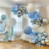 Dusty Blue Balloons Garland Arch Kit-122Pcs Baby Blue Gold White Ballo