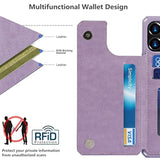 Compatible With 12/12 Pro Wallet Phone Case With Card Holder For Women, Rfid Blocking Embossed Pu Leather Wrist Strap Case (Heart Purple)