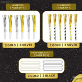 74pc New Year Party Favors 2026 Photo Props, Hats, & Noise Makers