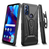 For Motorola Moto G Play 2023 (Xt2271), Moto G Power 2022, Moto G Pure - Shockproof Phone Case W/Belt Clip Holster - Vx Black