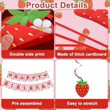Strawberry Birthday Party Decorations Strawberries Happy Birthday Banner Honeycomb Balls And Hanging Swirls Strawberries Paper Banner Set For Strawberry Theme Birthdays Party Supplies