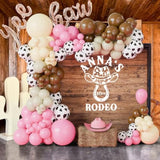 Cowgirl Balloon Arch Kit, Brown Pink Ivory White Cow Print Balloons With "Yee Haw" Letter Balloons For Redeo Themed Party Decorations, Western Balloon Garland