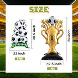 3 Pcs Soccer Party Decorations, 59 Inch Gold Champion Trophy & Self Standing Soccer Ball Balloons, 2026 World Cup Sports Themed Decor for Boys Birthday and Football Fan Party Supplies