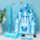 Winter Piñata Wonderland Themed Piñata with Blindfold Bat for Winter Princess Birthday Party Christmas Theme Supplies Decorations(Blue,Castle)