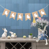 Easter Burlap Banners Decoartions, Rustic Rabbit Bunny Burlap Garland Banners For Easter Day Decorations Happy Easters Day Home Office School Party Supply