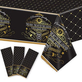 3 Pcs Vintage Man Tablecloth Vintage Table Cloth Party Supplies Man Birthday Plastic Table Cover Aged Men Party Decorations For Black Gold Outdoor Indoor 105 X 54 Inch