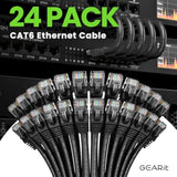 GEARit Cat 6 Ethernet Cable Pack - 24-Pack 3 ft Cat6 Ethernet Patch Cables | RJ45 Network Patch Cable, 10 Gbps Snagless Gold-Plated Connectors - Ethernet Cable Cat 6 for PC, TV, Router - Black