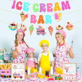 Pre-Strung Ice Cream Party Decor Kit Sundae Bar Sign for Birthday/Baby Shower
