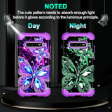 Compatible With Galaxy S10 Case,Glow In The Dark Three Layer Heavy Duty Sturdy Shockproof Full Body Protective Cover Case For Samsung Galaxy S10,All Butterfly