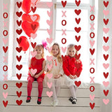 8Pcs Xoxo Garland Xoxo Banner Red And Pink, Valentines Hanging Heart G