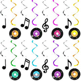 24 Pieces Musical Note Record Hanging Swirls Record And Music Wall Decor Sign With Hanging Swirls Ceiling Decorations For 50'S Theme Music Party Supplies Favors