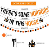 Theres Some Horrors In This House Banner Glitter Haunted House Halloween Decor