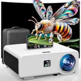 2200ANSI 4K Outdoor Projector with WiFi and Bluetooth,Auto Focus FHD Movie Projector,6D Keystone,500" Display,50%Zoom, ARC, DoIby Audio 29W