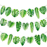 Tropical Party Banners Decorations Palm Leaf Garlands Green Hawaiian Luau Party Decorations Green Leaves Theme Banners For Summer Jungle Theme Party Baby Shower Supplies