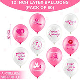 60 Pcs Breast Cancer Awareness Balloons 12 Inch Pink Ribbon Balloon