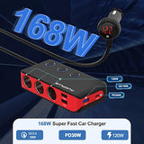 Car Cigarette Lighter Adapter, Usb C Charger 30W And Quick Charge 3.0 Car Cigarette Lighter Splitter, 12V/24V Independent Switches, Fast Car Usb Charger For All Car Devices, Iphone 14/13/12 Pro