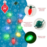 Windy City Novelties LED Light Up Christmas Bulb Necklace with 6 Dynamic Light Modes – Flashing Holiday Accessory for Parties, Parades & Festive Events
