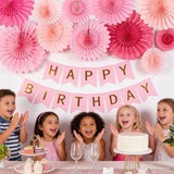 Hot Pink Paper Flower Birthday Decoration, Large Paper Fans Party Decoration,Giant Decorations Valentines Day Decorations For Birthday Baby Shower Graduation Galentine'S Day.