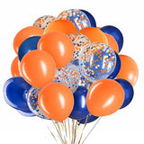 12 Inch Navy Blue And Orange Balloons,Navy And Orange Confetti Balloons For Birthday Party Decorations