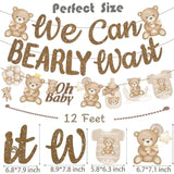 We Can Bearly Wait Baby Shower Banner 3Pcs Teddy Bear Party Banner Bear Baby Shower Decorations Gender Reveal Party Supplies Teddy Bear Theme Cutouts For Birthday
