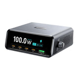 100W 5-Port GaN USB C Charging Station with LCD Smart Display & Control Knob, Desktop Fast Charger for Multiple Devices, Compatible with MacBook,
