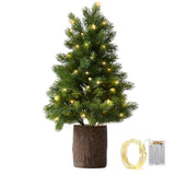 19.7" Table Top Artificial Christmas Tree With Wooden Planter - Small Potted Tabletop Christmas Tree,Norfolk Pine Desktop Xmas Tree For Home, Office, Party, Holiday Decor
