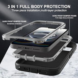 For Iphone 16E Case, Military Grade 3 In 1 Heavy Duty Shockproof/Drop Proof/Dust Proof Case With 2Pcs Tempered Glass Screen Protector (Black/Grey)