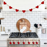 Valentine'S Day Heart Decorations, Felt Hearts Wood Bead Garland Banner For Valentine'S Day Decor