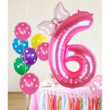 40 Inch Pink Number 6 Balloon With Mini Bow Balloon For Girls 6Th Birthday Decorations, Pink Princess Western Cowgirl Theme Birthday Party Balloons Decorations Supplies