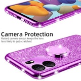 For Blu View 5 (B160V) Case Girls Women Cute Glitter Soft Tpu Phone Case With Ring Stand Strap Lanyard Bumper Shockproof Protective Cover - Purple