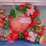 147Pcs Strawberry Balloons Arch Garland Kit With Strawberry Foil Balloons For Sweet Girl My Berry First Themed Birthday Party Supplies Baby Shower Gender Reveal Decorations Red Pink Green