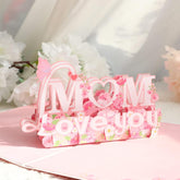 Birthday Pop Up Card for MOM, I Love Mom Popup Card, Birthday Greeting Card for Mom Thank You Card for Mothers with Message Tag and Envelope 5.9 x 7.9 inch Pink Card