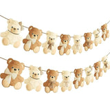 2Pcs We Can Bearly Wait Baby Shower Banner & Garland Decorations - Teddy Bear Theme For Gender Reveal Party