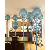 6Pack 22" Pearl Blue 4D Foil Balloons Round Metallic Mirror Balloons for Party