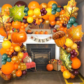 123PCS Fall Balloon Arch Kit with Maple Leaf Balloons for Thanksgiving Party