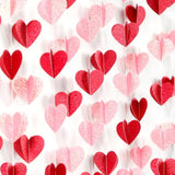 Galentines Party-Decorations Valentines-Day 3D-Heart Garland - 40Ft Red Pink Streamers Paper Banner, Proposal Anniversary Romantic Birthday Baby Shower Rustic Wedding Hanging Ornaments Decor