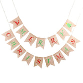 Merry Christmas Burlap Banners Garlands For Xmas Party Decoration Photo Prop (Multicolor)