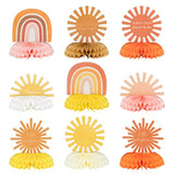Boho Sun & Rainbow Table Centerpieces 9pcs First Birthday and Baby Shower Party Decor