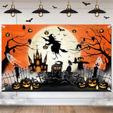 Halloween Backdrop 6x3.6ft Orange Moon Graveyard Castle Witch Scary Photo Party Decor