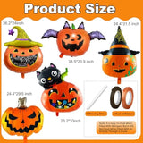 8Pc Halloween Pumpkin Foil Balloons – 30" Orange Black Jack O’ Lantern Decor