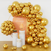 134 Pcs Metallic Gold Balloons Various Sizes Birthday Wedding Shower