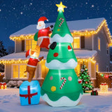 7.05Ft Inflatable Christmas Tree With Dog And Santa Claus,Christmas Blow Up Yard Decorations With Led Lights,Giant Xmas
