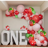 Diy Strawberry Balloon Garland Arch Kit For Girl Baby Shower Sweet One Strawberry First Birthday Theme Party Backdrop Decor (Pink)