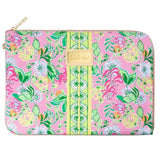 Lilly Pulitzer Padded Tech Sleeve with Small Zip Pouch for Accessories, Cute Laptop Case for Women, Tablet Bag or 13 Inch Laptop Sleeve, Via Amore Spritzer