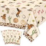 Cowboy Tablecloth - 4 Pcs Wild Western Print Tablecloths Cowboy Party Decorations For Rodeo Birthday Supplies Baby Shower Western Party Decorations