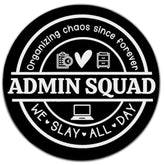 Admin Squad Mouse Pad - Office Squad Office Desk Accessories, Colleague Gifts, Round Waterproof Non-Slip Rubber Base Administrative Mousepad For Wireless Mouse 7.9X9.5 Inch