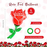 6 Pcs Red Rose Balloons,37 Inch Giant Rose Foil Balloons,Red Flower Balloon Valentines Day Balloon For Birthday Wedding Valentines Day Flower Theme Party Decoration