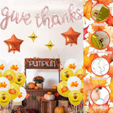 Thanksgiving Balloon Set: Rose Gold Script, Pumpkin & Turkey Decor (45 Pcs)